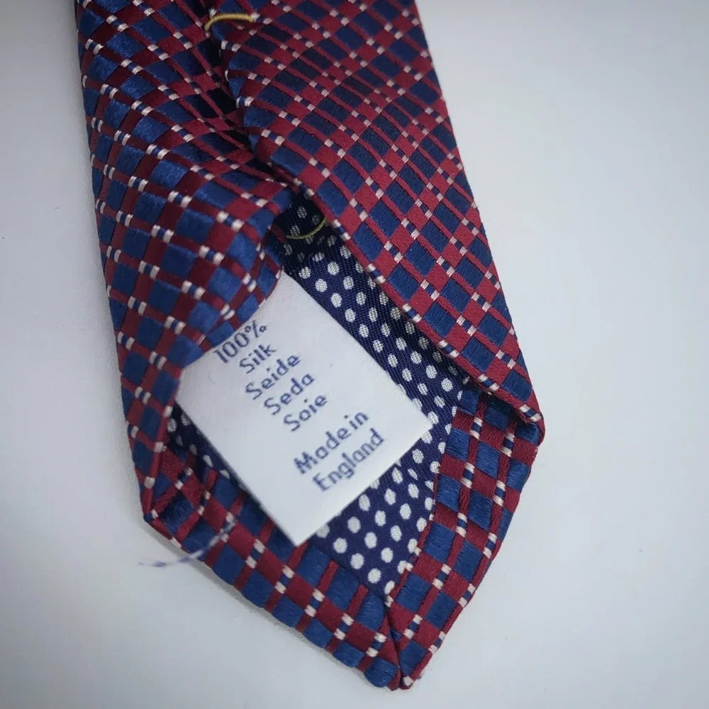 Eton Tie Mens One Size‎ Navy Red Patterned Silk Classic Fit Necktie England Made